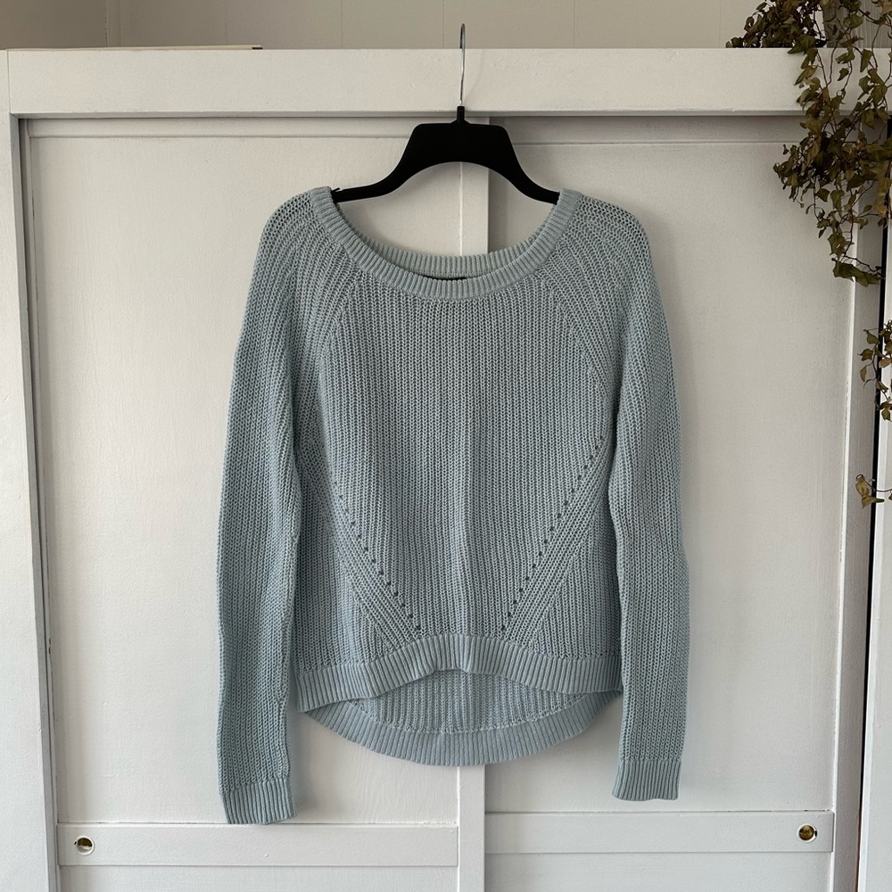 Classic Light Blue Scoop Neck Knit Sweater